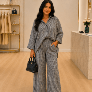 ensemble vichy femme oversize chic noir et blanc Les Soeurs A