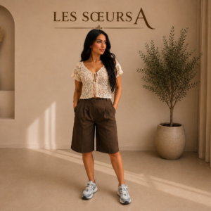 pantacourt fluide femme chic marron
