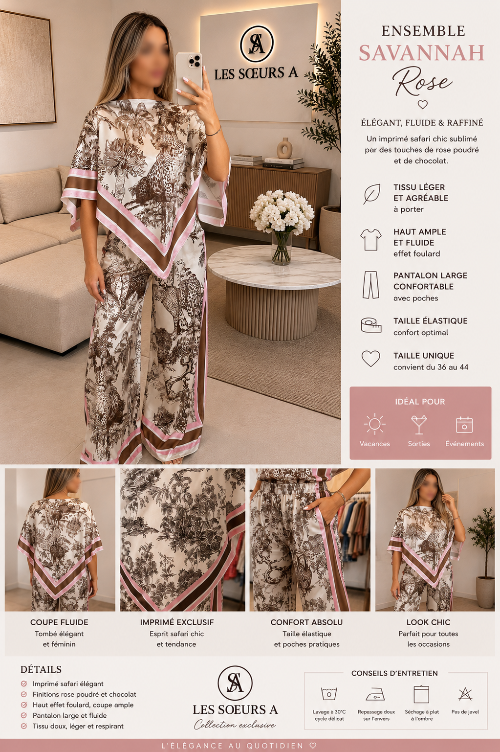 Ensemble Savannah Rose marron