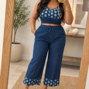 Ensemble Denim Fleur Bleue ✨