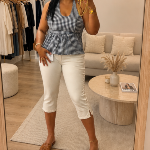 Capri en jeans écrue