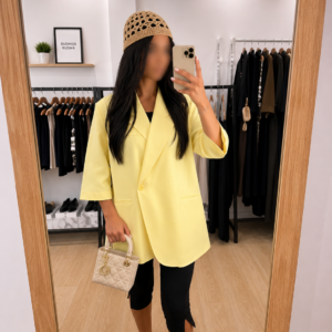 Veste de tailleur over size jaune beurre